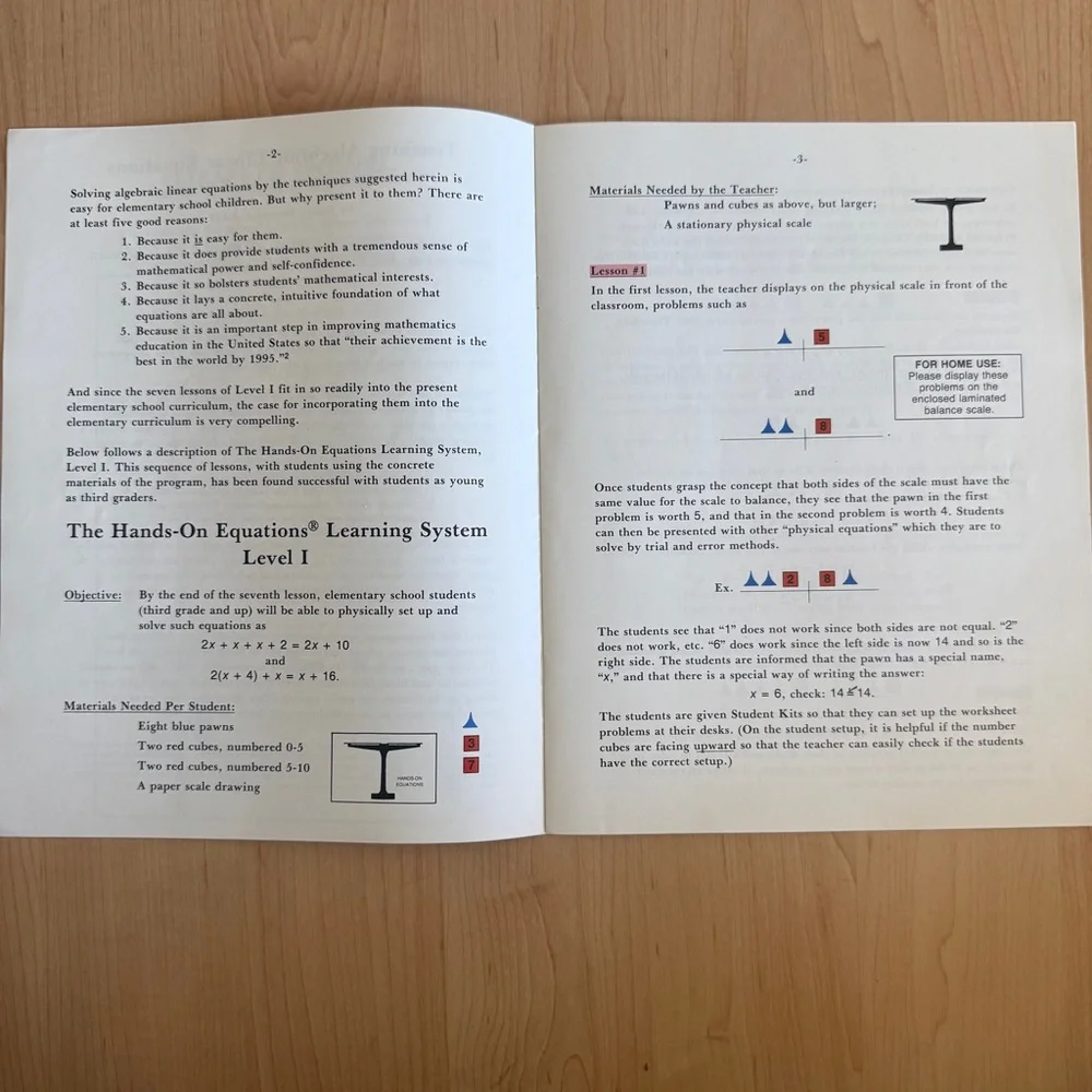 The Hands-On Equations Learning System for Teaching Algebraic Linear Equations